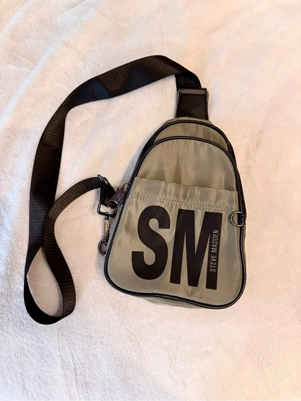 Steve Madden Olive and Black Crossbody Sling Bag with SM Logo